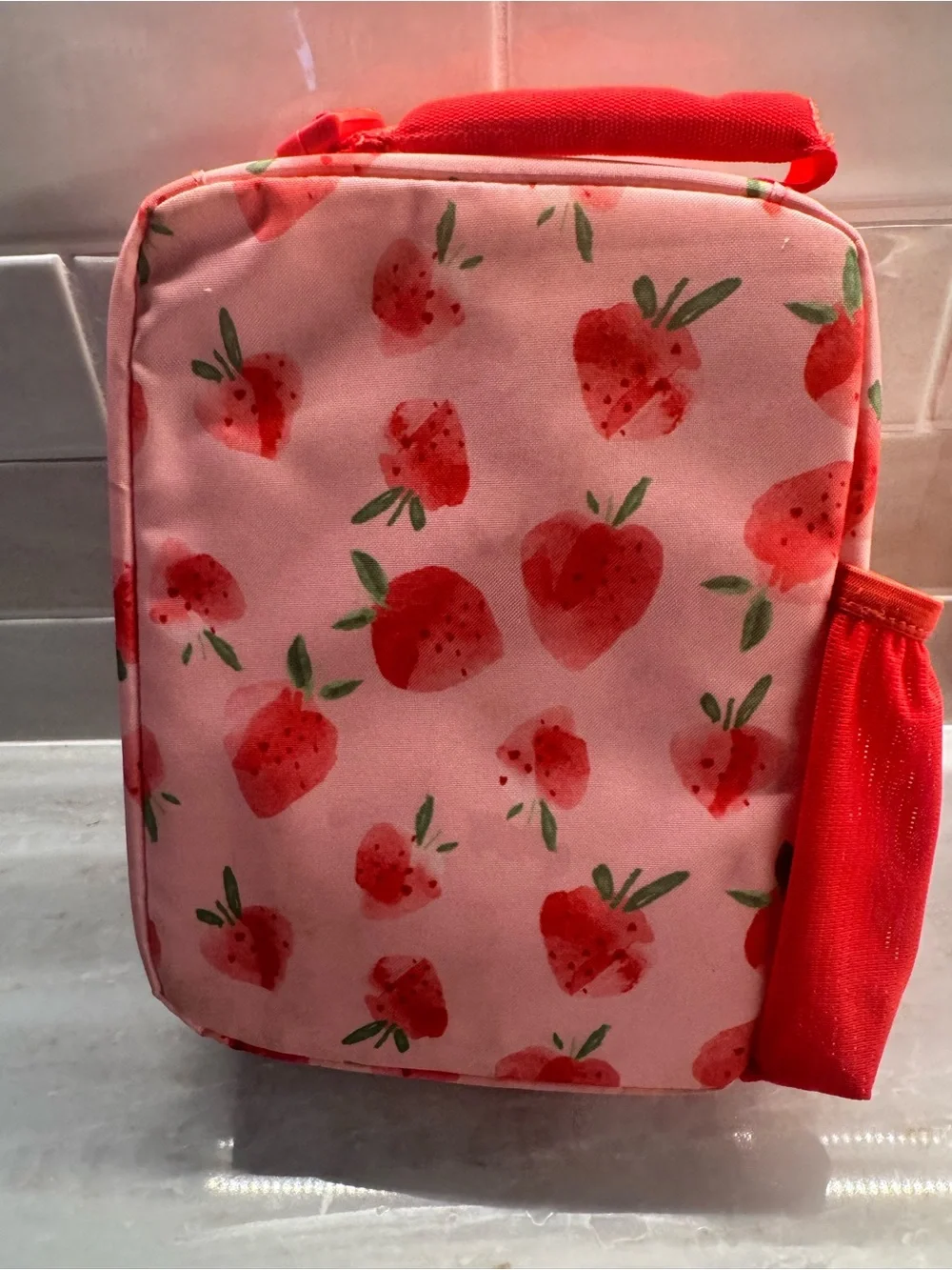 Kids Strawberry Pink Lunch Bag